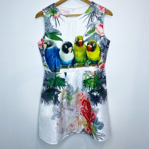 The Birds Dress, Lightweight, Zip Back, Short, Sleeveless, Round Neck, Size L/XL - Picture 1 of 8